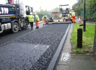 The recycled plastic road surface being laid in Enfield Image: Enfield Council