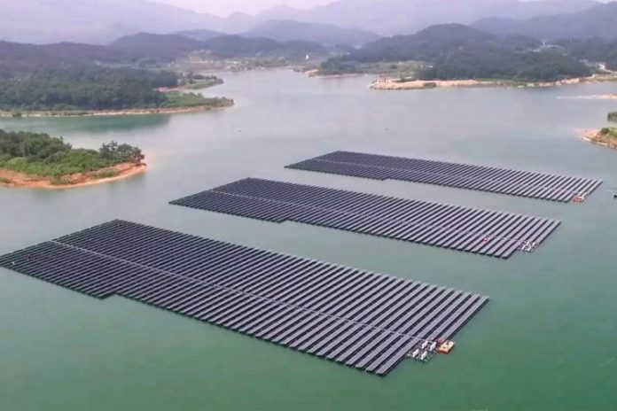 Construction of Seychelles floating solar PV plant suspended