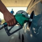 a close up of a modern motorist refilling gas somewhere in south africa