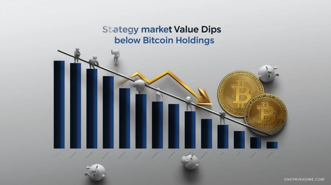 Strategy's Market Value Briefly Falls Below Bitcoin