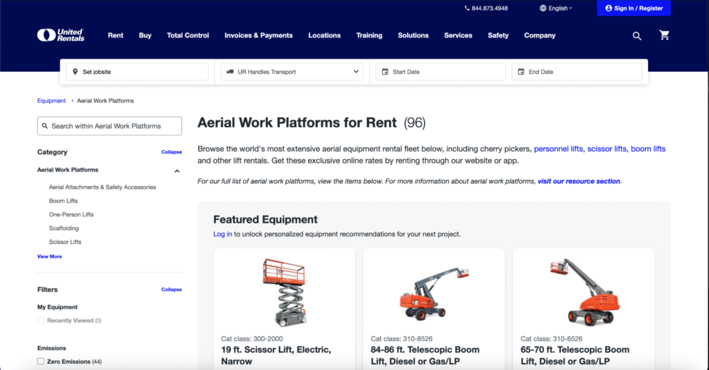aerial equipment rental companies