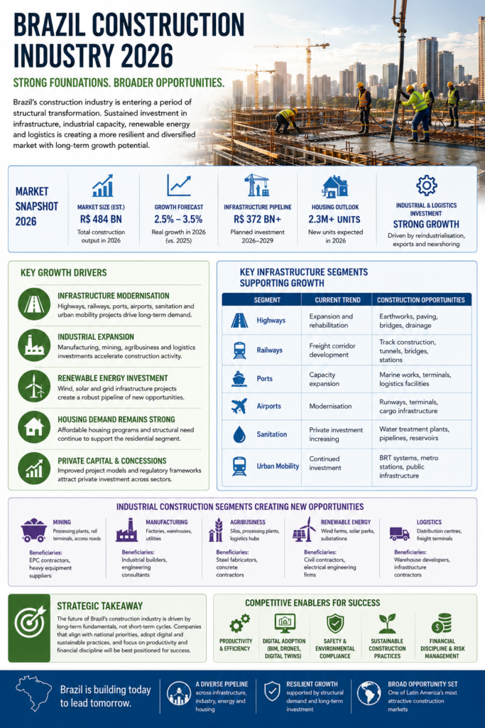 As Brazil modernises its infrastructure and expands industrial capacity, construction sites across the country are becoming symbols of a broader economic transformation.